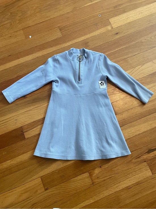 Mini Rodini Other - Mini Rodini Long Sleeve Light Blue Knit Dress with Zipper